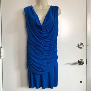 Black Halo Royal Blue Ruched Dress